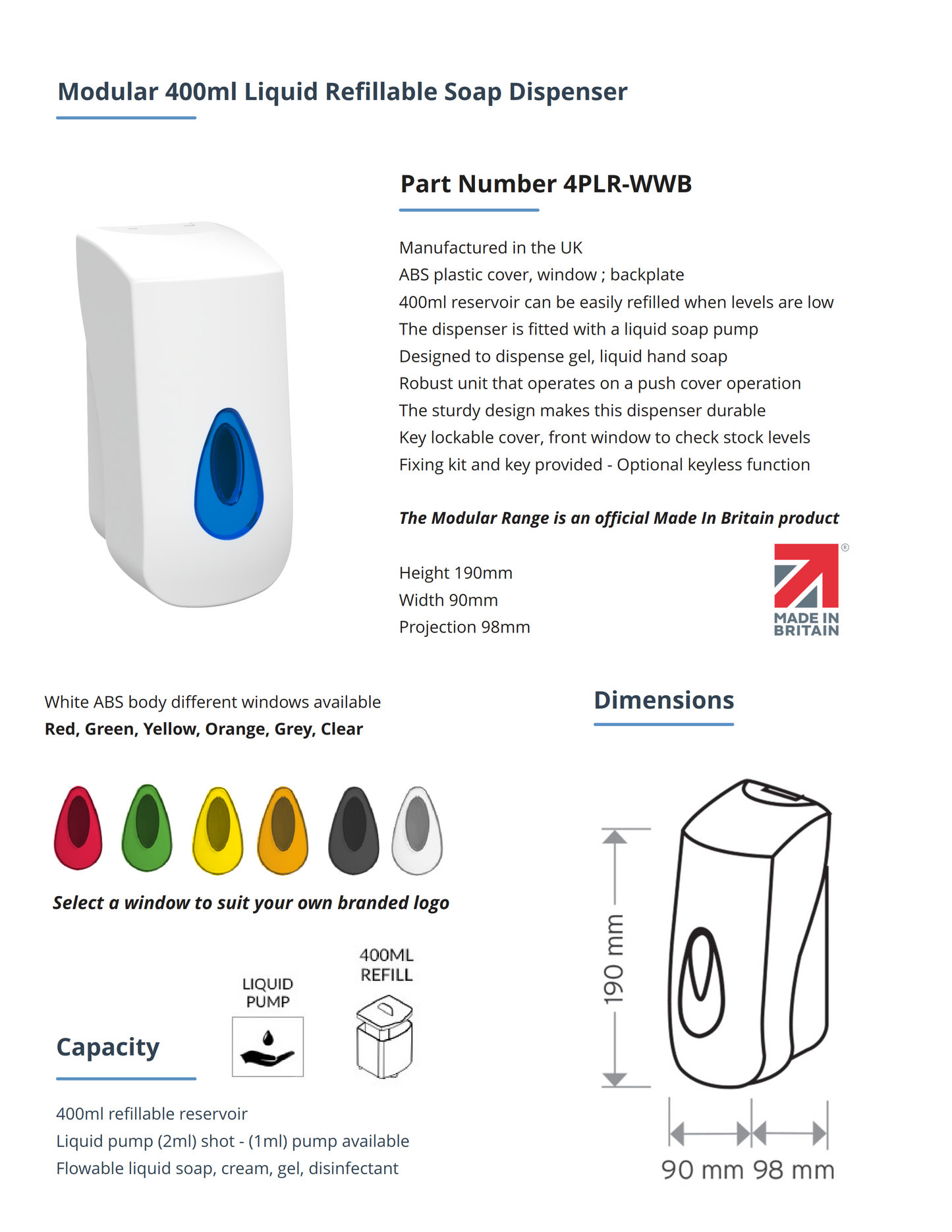 Modular 400ml Refillable Soap Dispenser