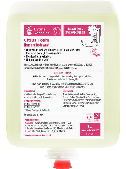 Citrus Foam - 6 x 1 ltr Evolve Cartridge