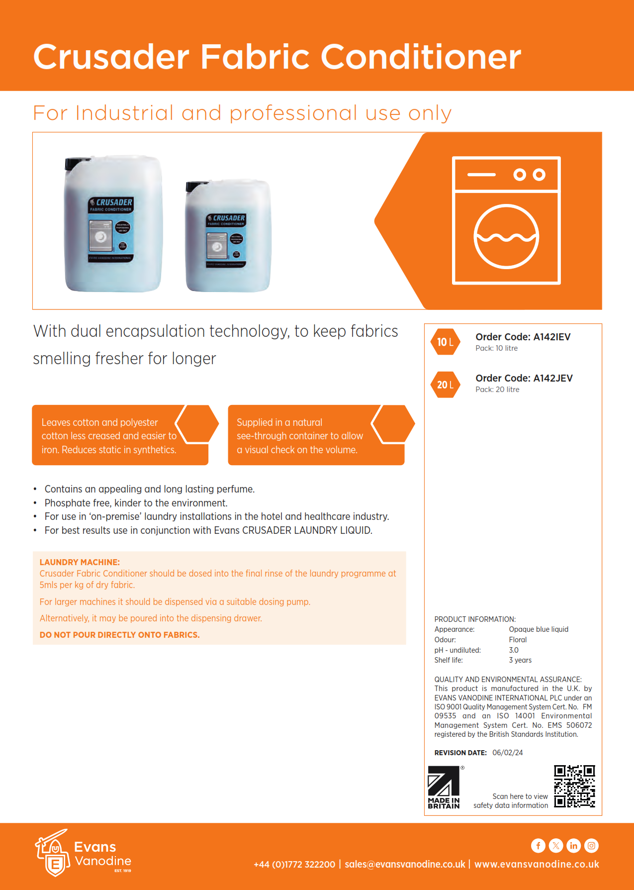 Crusader Fabric Conditioner - 10 ltr