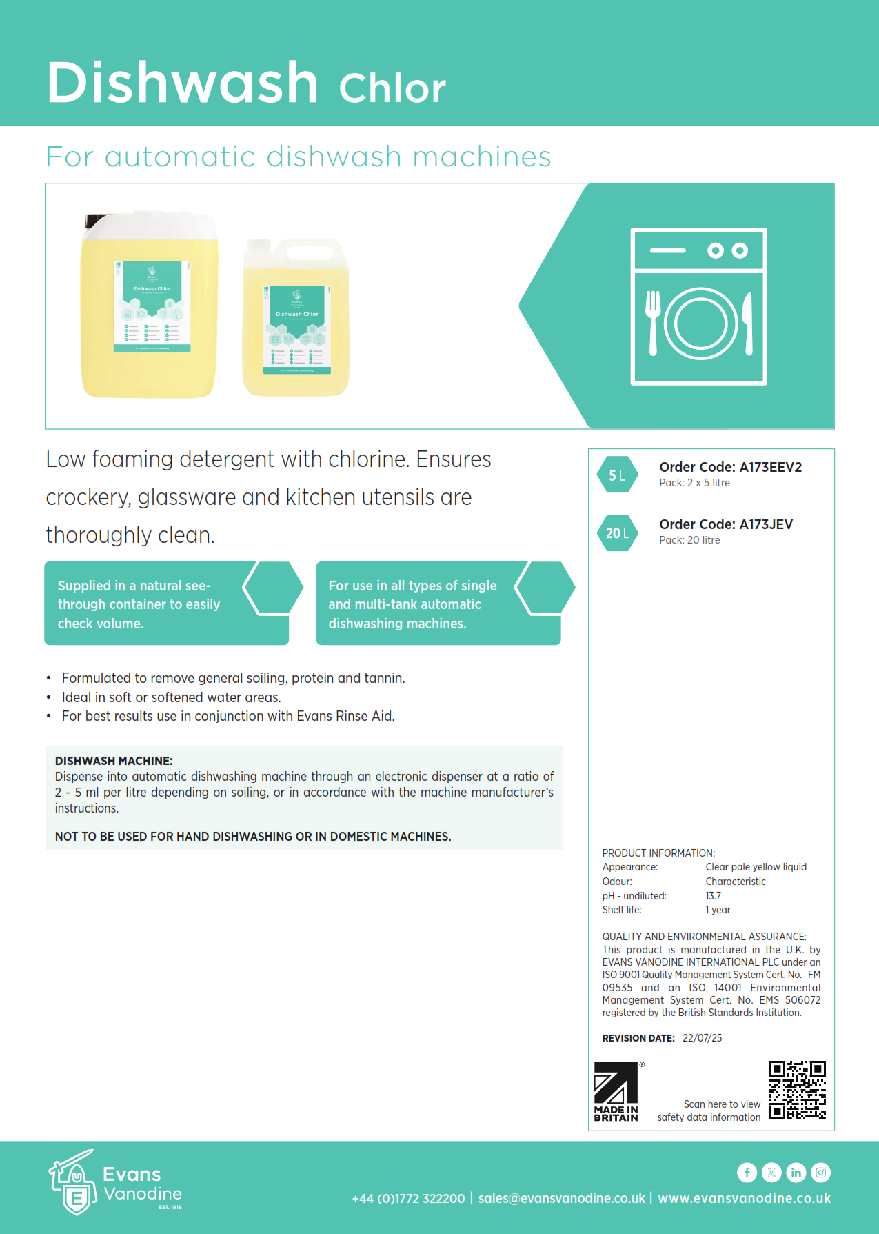 Dishwash Chlor - 2 x 5 ltr