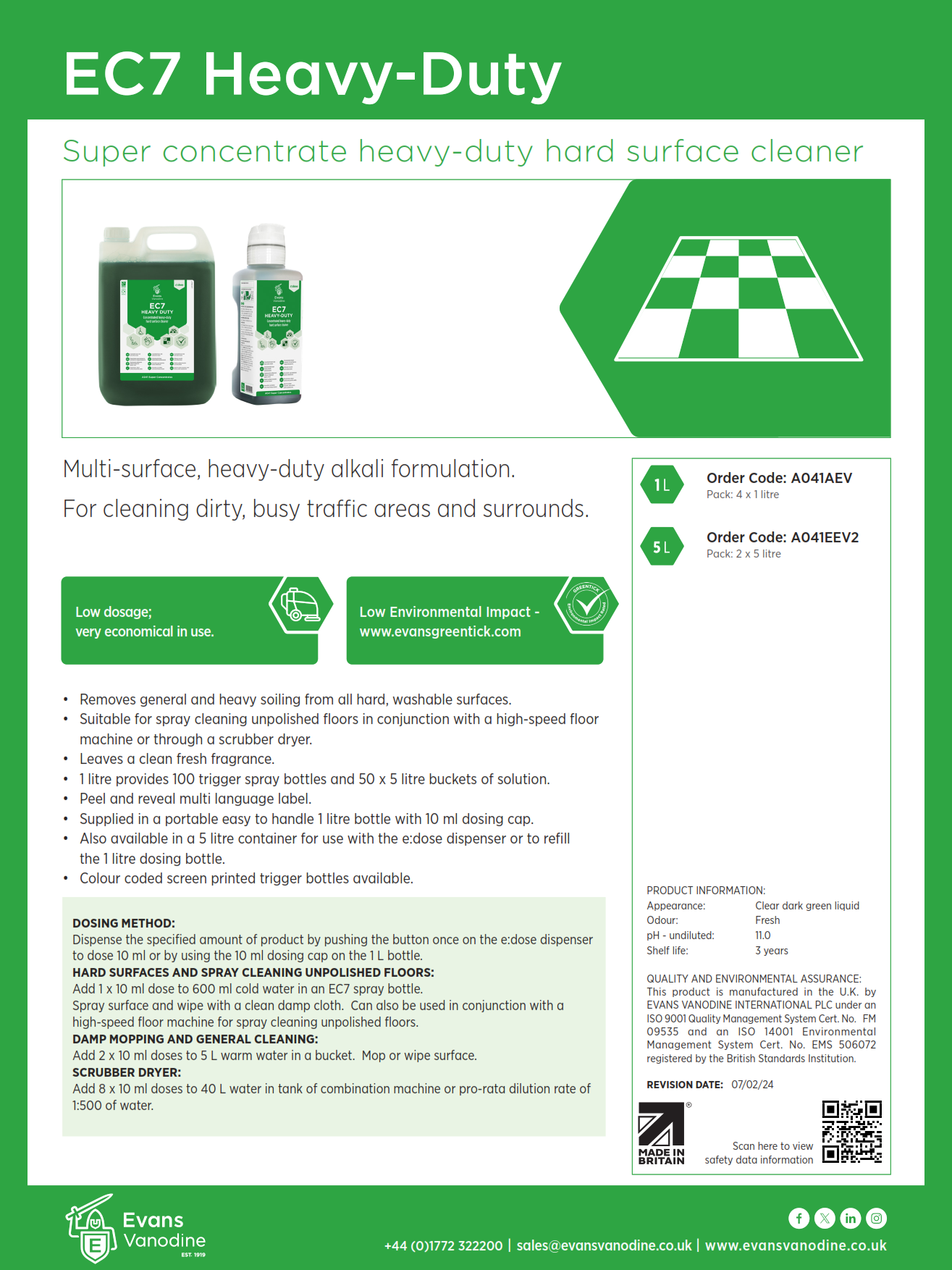 EC7 Heavy Duty Hard Surface Cleaner 2 x 5 ltr