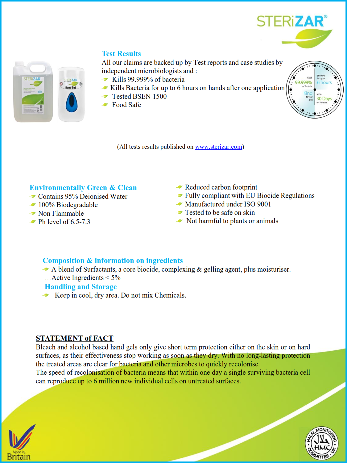 STERiZAR Sterizar Gel Hand Sanitiser - 500ml