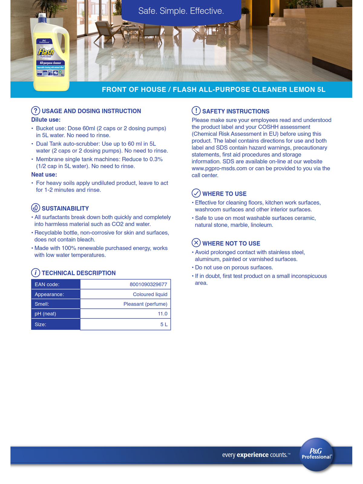 Flash Liquid Lemon All Purpose Cleaner - 5 Ltr