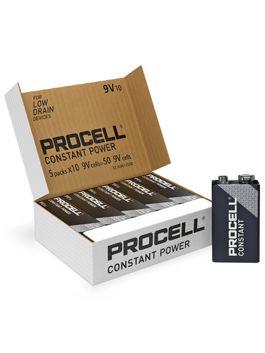 Duracell Procell Constant 9V PP3 6LR61 PC1604 Batteries | Box of 10