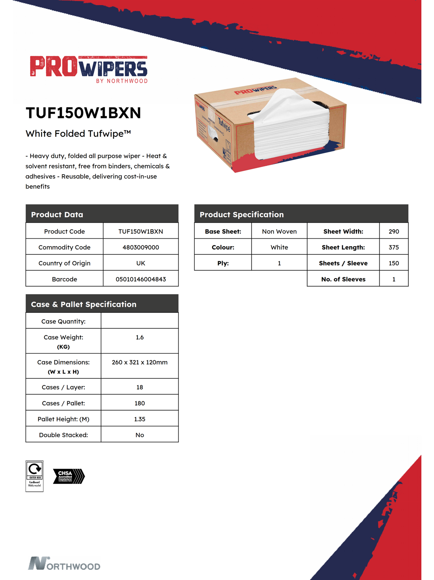 White Folded Tufwipe