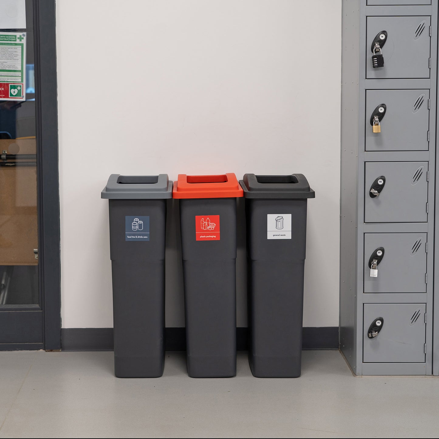 Recycling Wall Hugger Bin & Lid 90L