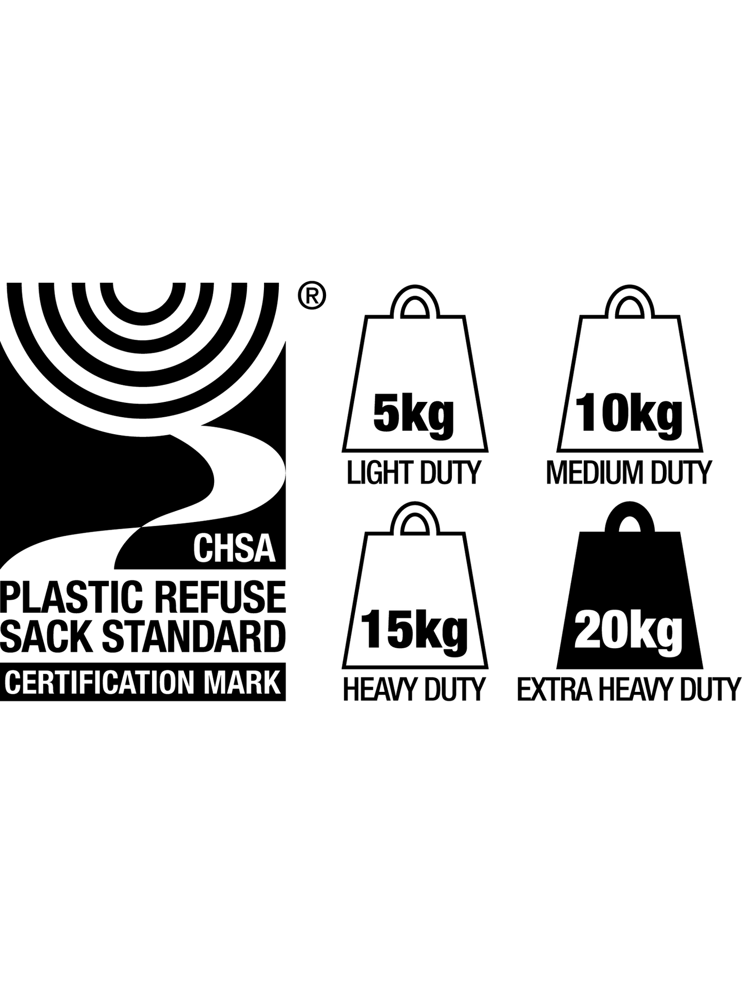 140L 20kg CHSA Black Compactor Sack