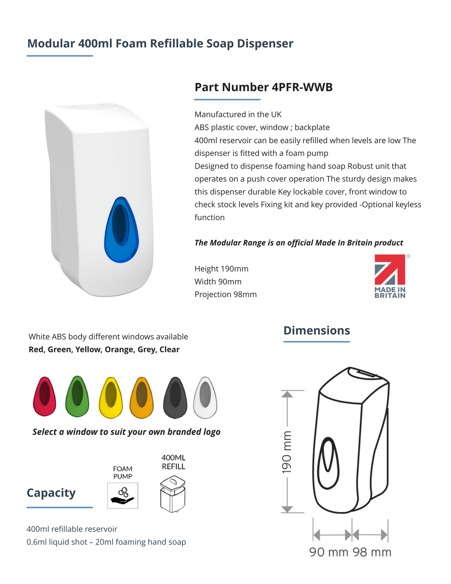 Modular 400ml Refillable Soap Dispenser