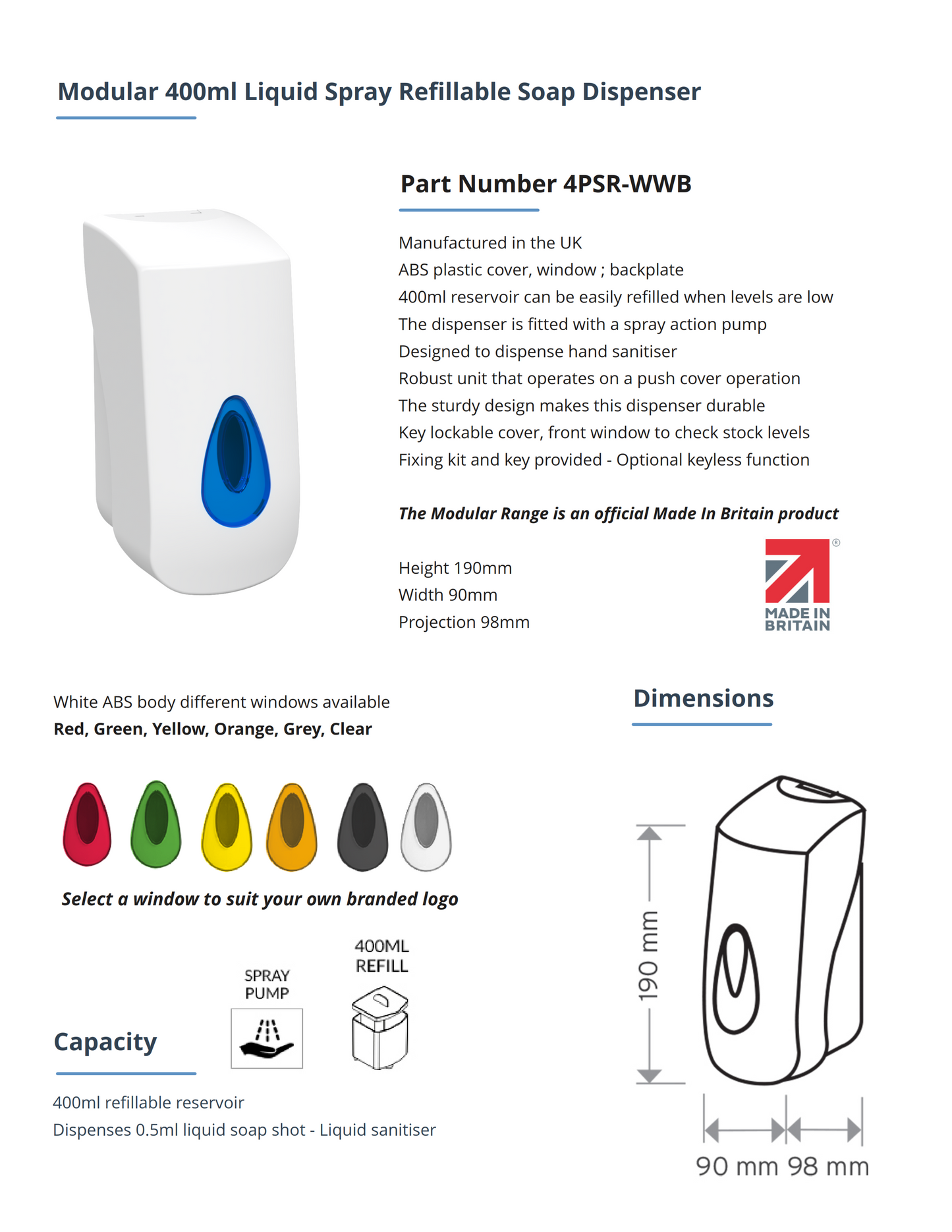 Modular 400ml Refillable Soap Dispenser