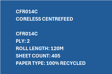 CFR014C  – Coreless Embossed Centrefeed 120M