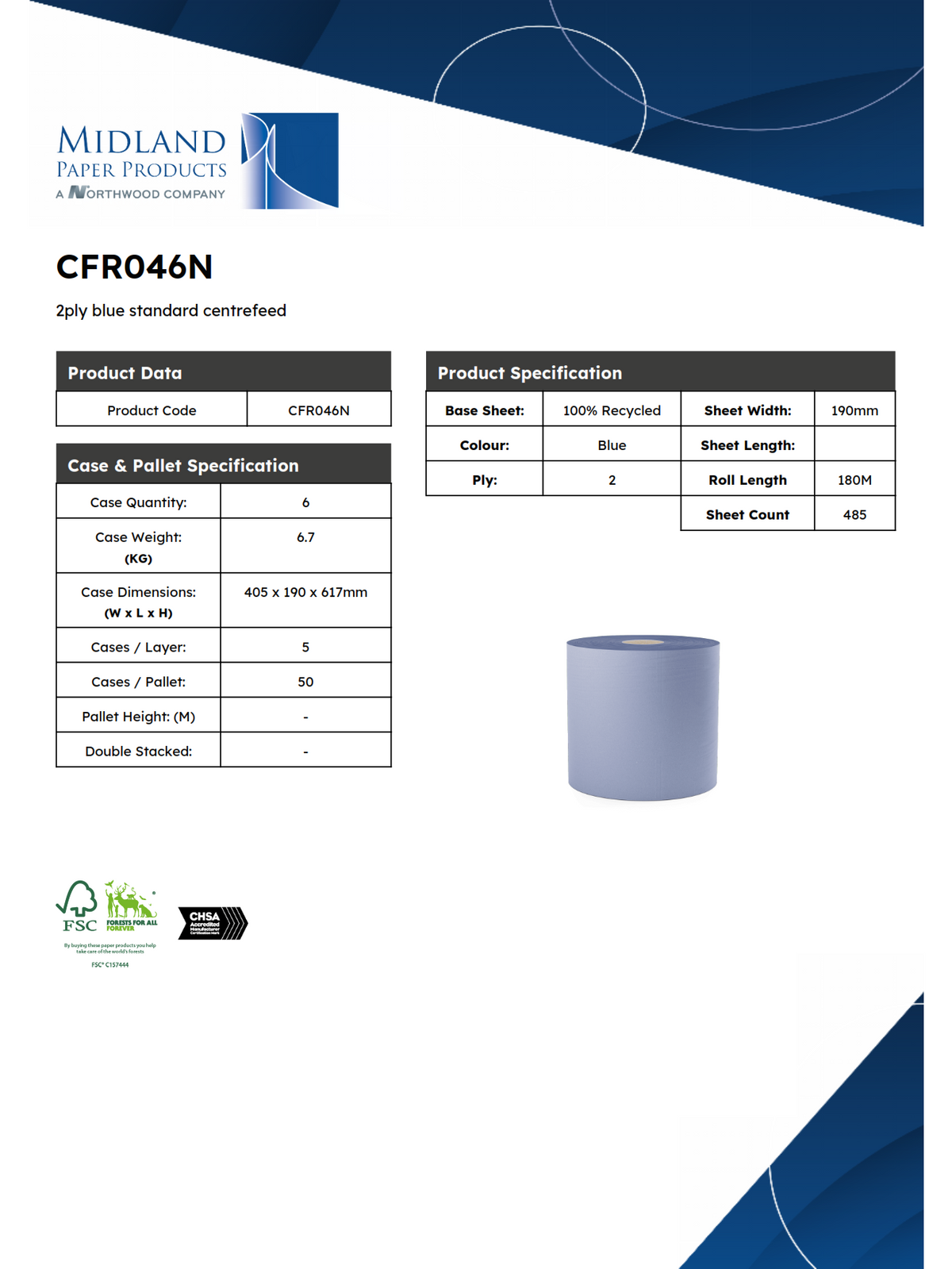 CFR046N - Flatsheet Centrefeed 180M