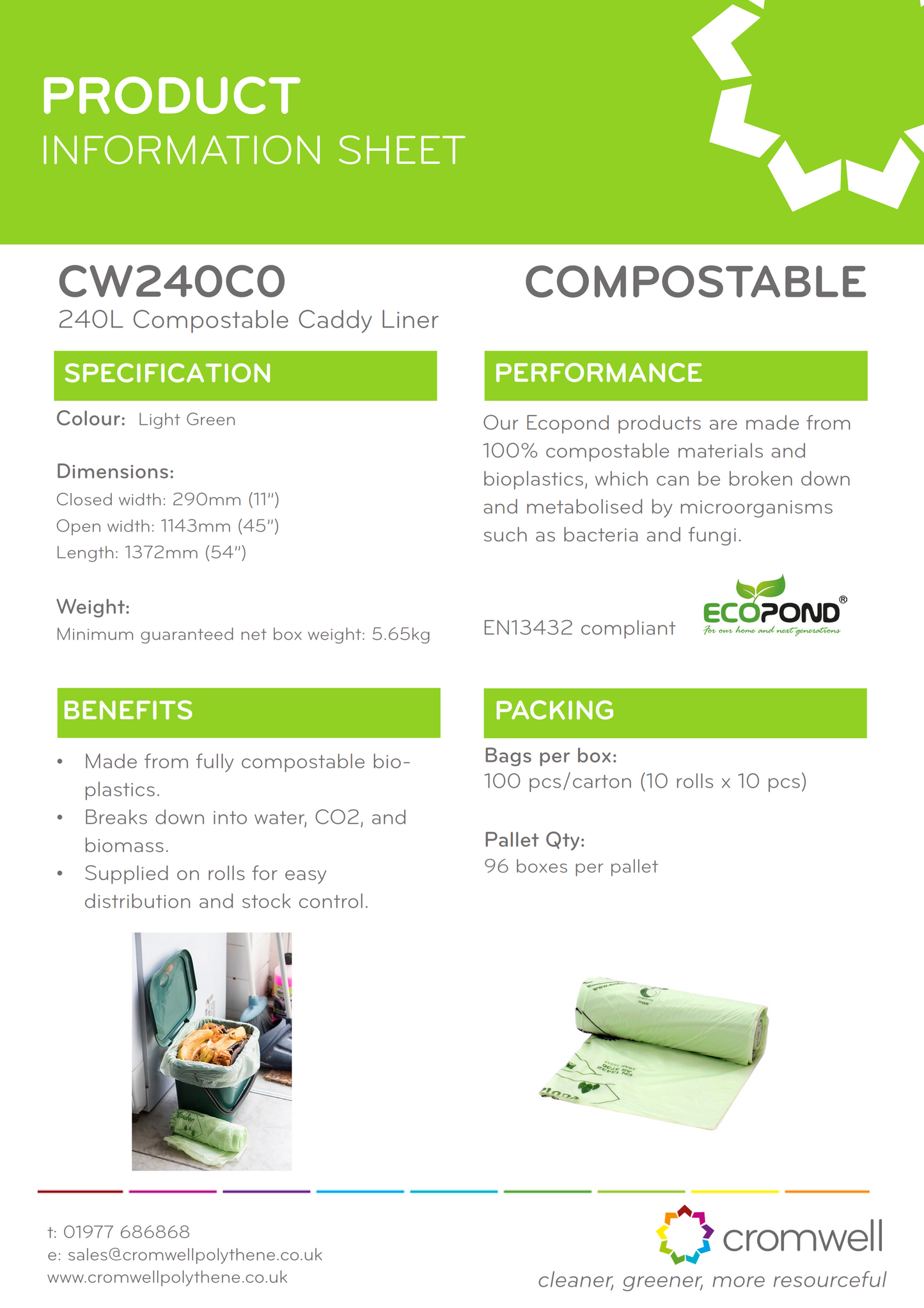 240L Green Compostable Waste Liner