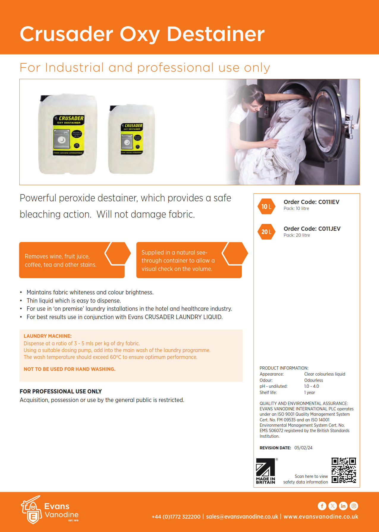 Crusader Oxy Destainer - 20 ltr
