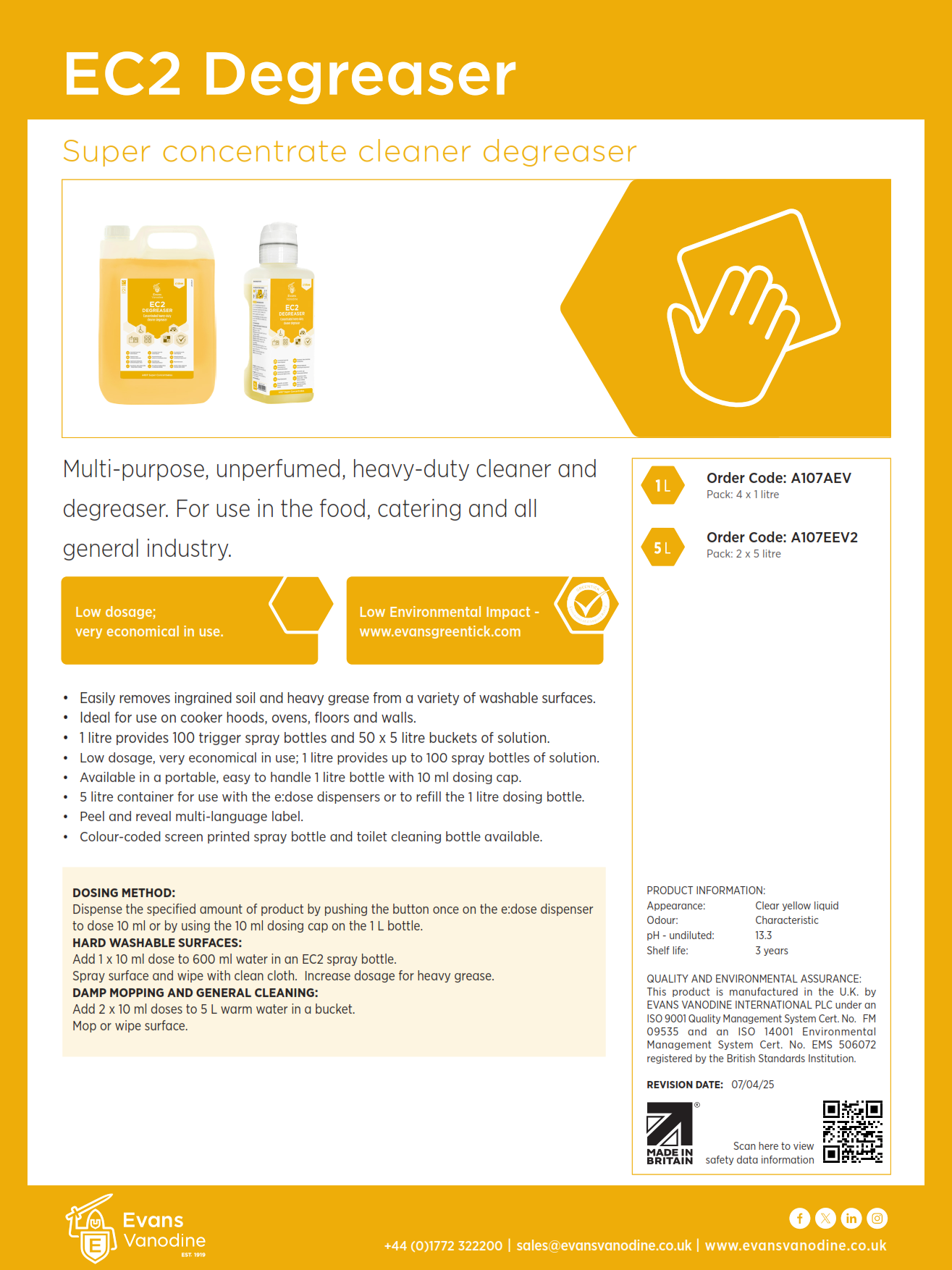 EC2 Heavy Duty Cleaner & Degreaser 4 x 1 ltr