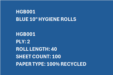 HGB001 – 10" Blue Hygiene Roll