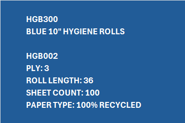 HGB300 – 10" Blue Hygiene Roll