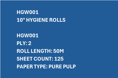 HGW001 – 10" White Hygiene Roll