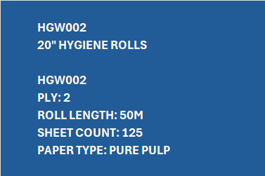 HGW002 – 20" White Hygiene Roll