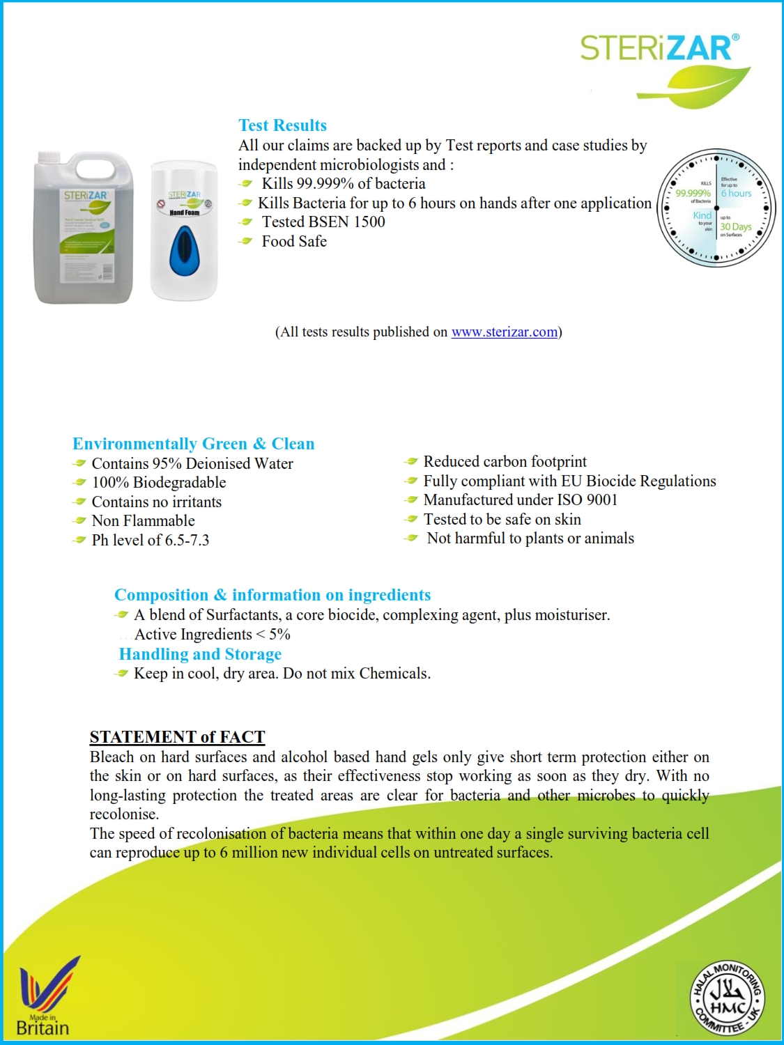 STERiZAR Foam Hand Sanitiser - 600ml