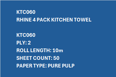 KTC060 - Rhino 4 Pack Kitchen Towel