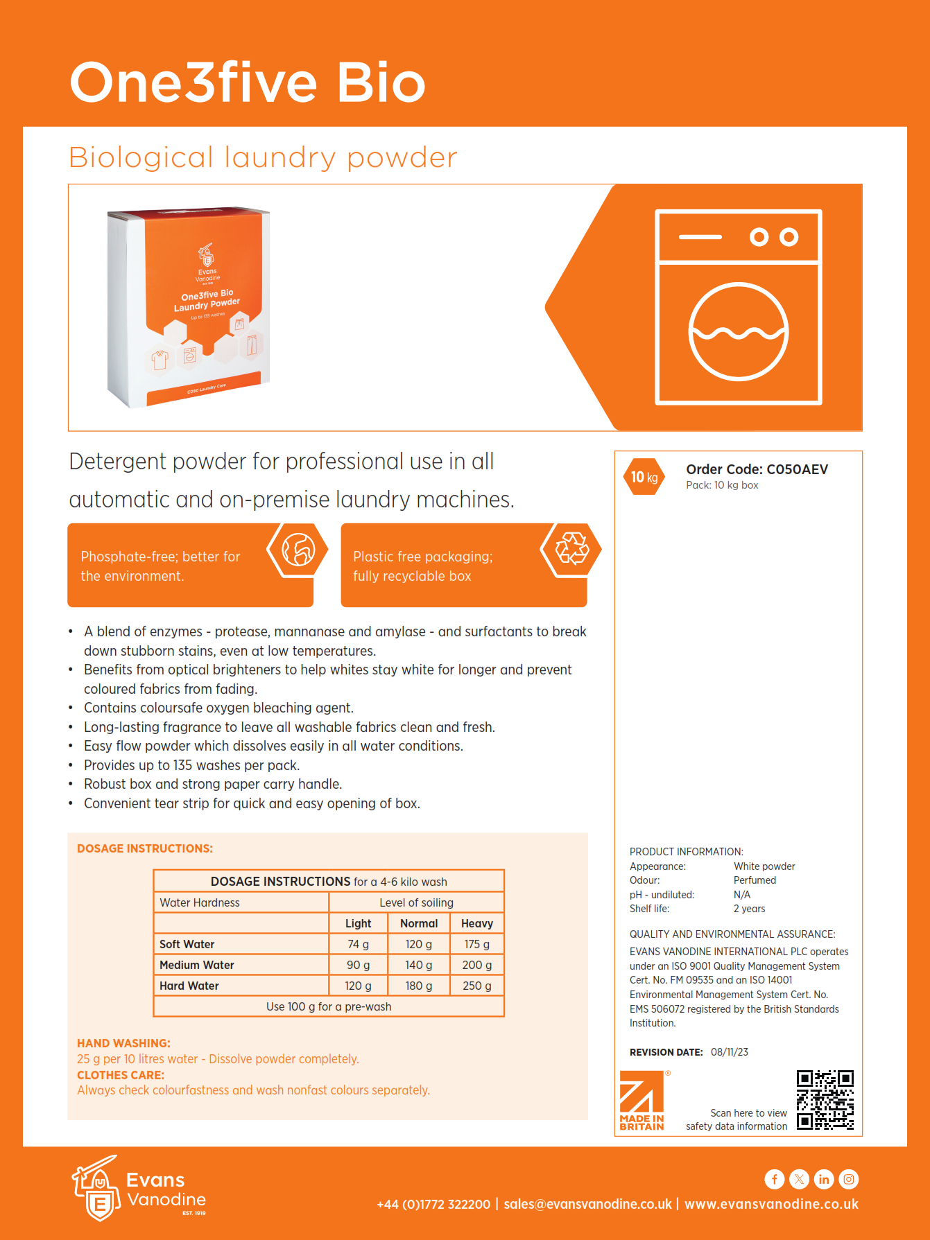 One 3 Five Bio Laundry Powder- 10 kg
