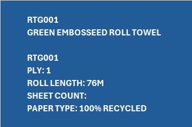 RTG001 – Green Embossed Roll Towel