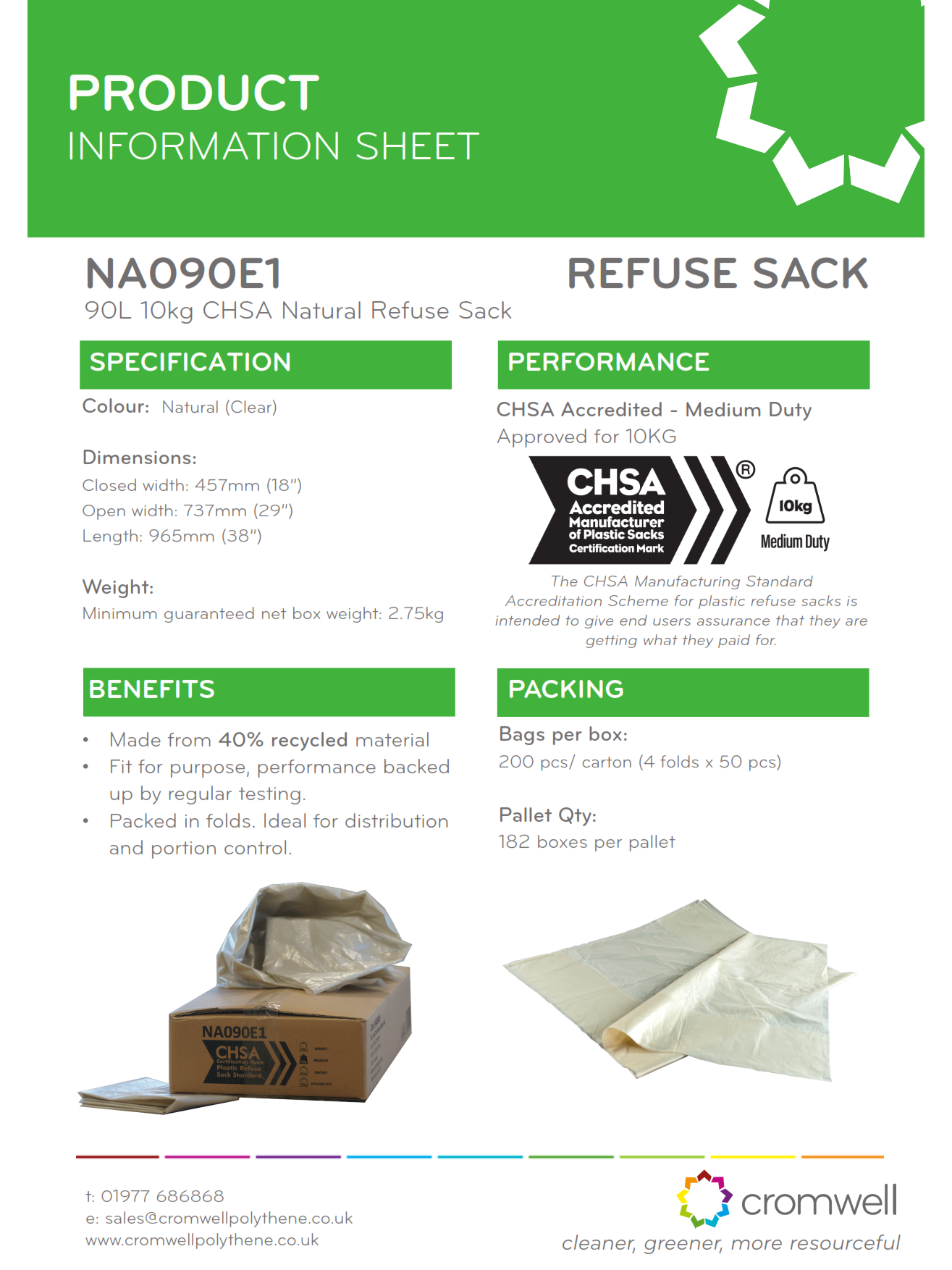 90L 10kg CHSA Natural Refuse Sack
