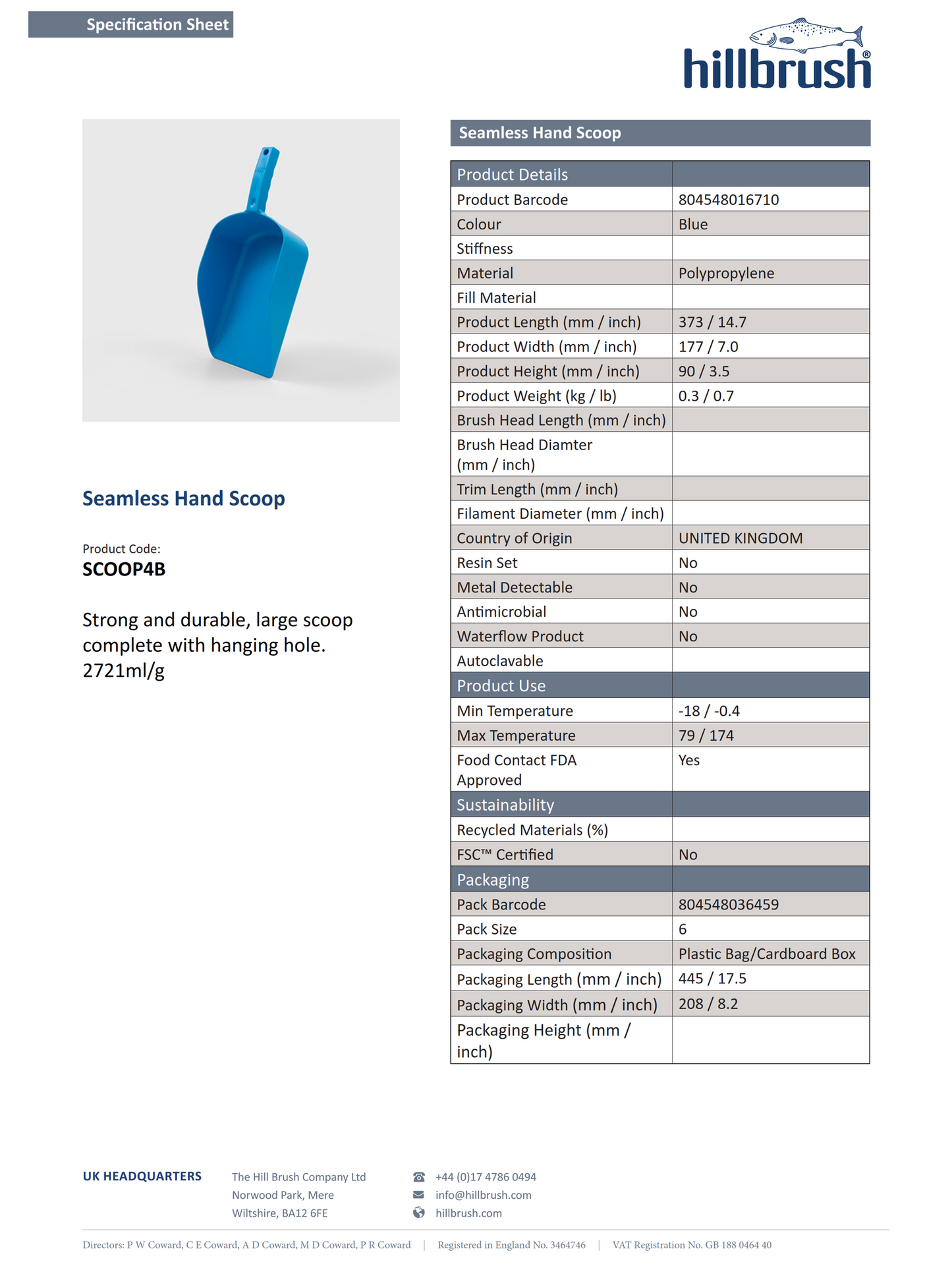 LARGE SEAMLESS HAND SCOOP