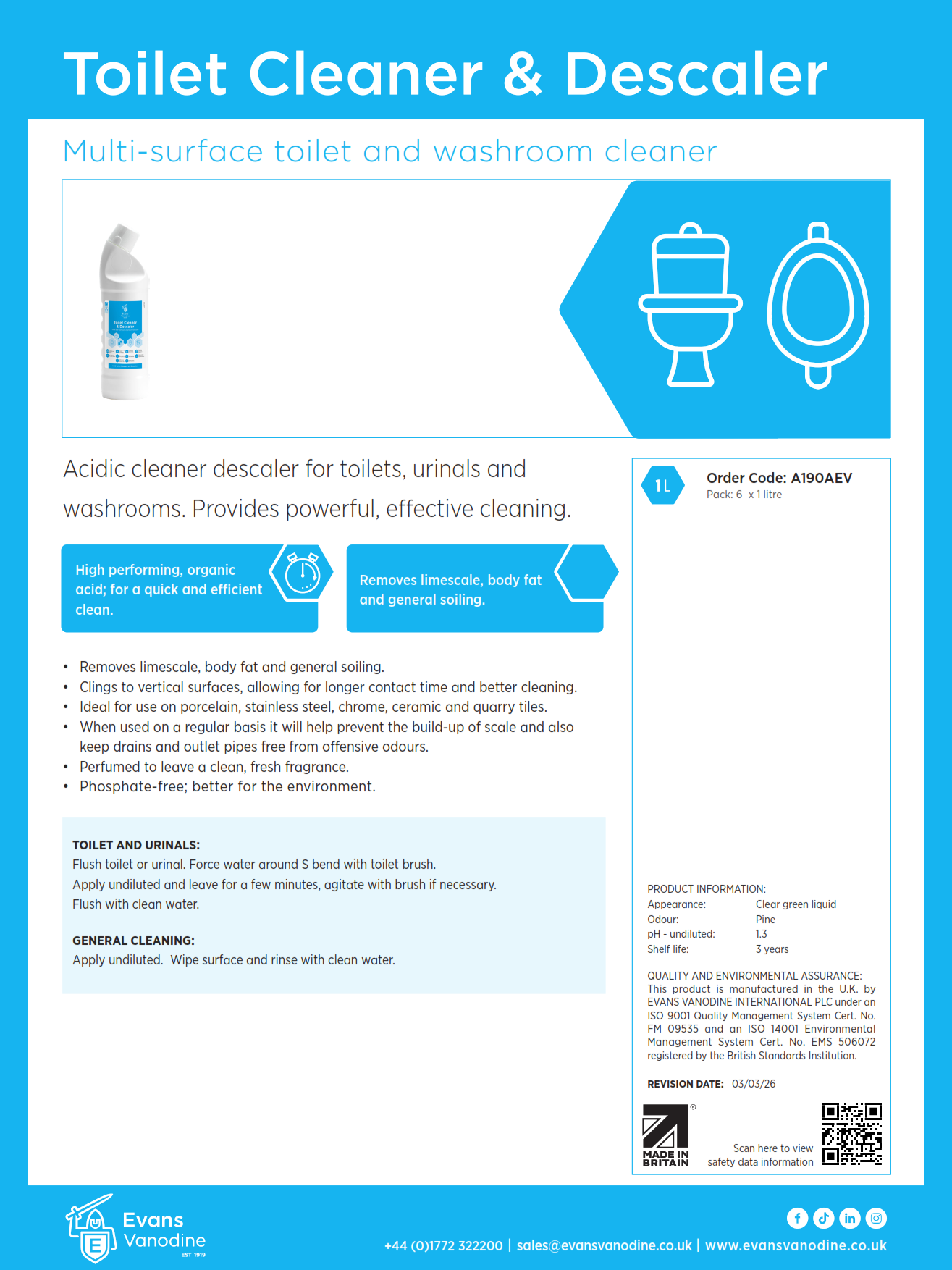 Toilet Cleaner & Descaler - 1 ltr